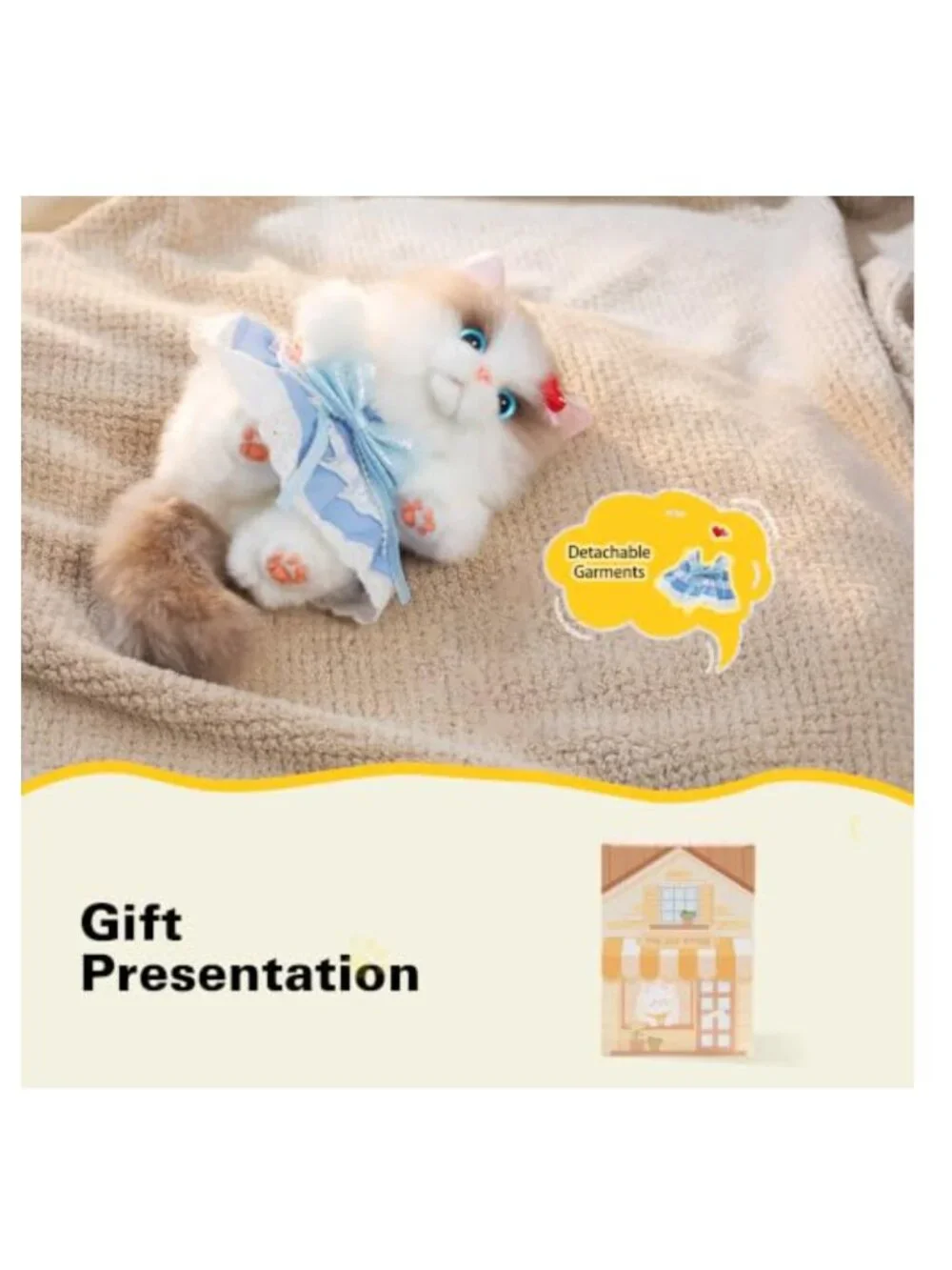 Plush Cat Keychain with Hidden Pocket, Backpack Charm, Adorable Gift for Cat